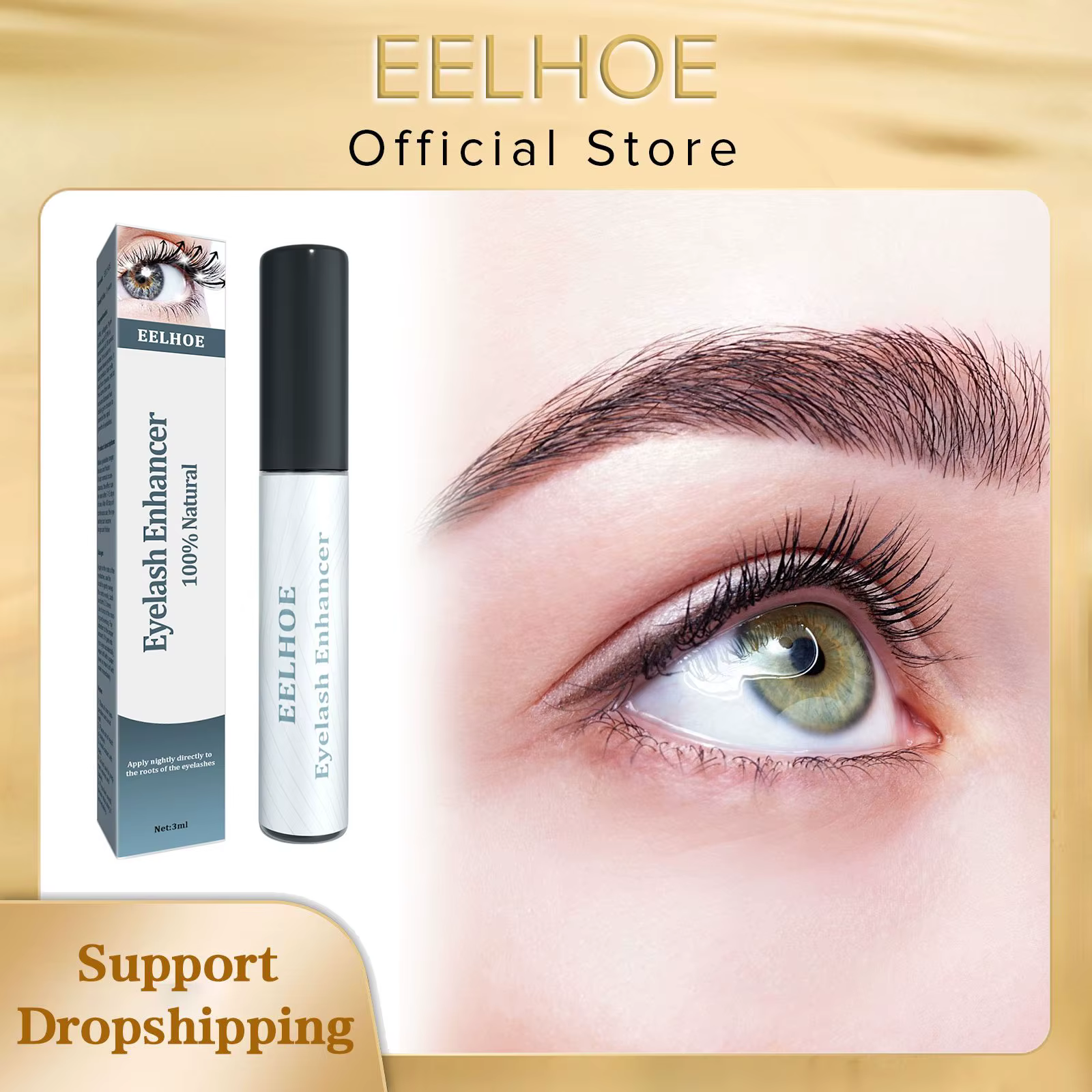 Natürliches Wimpernwachstumsserum für dichte, lange und geschwungene Wimpern