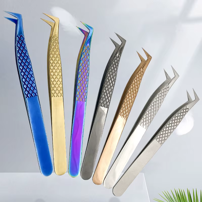 Edelstahl Wimpern Pinzette Professionelle für Wimpern Verlängerung Gold Decor Anti-statische Augenbraue Pinzette Wimpern Verlängerung – Bild 3