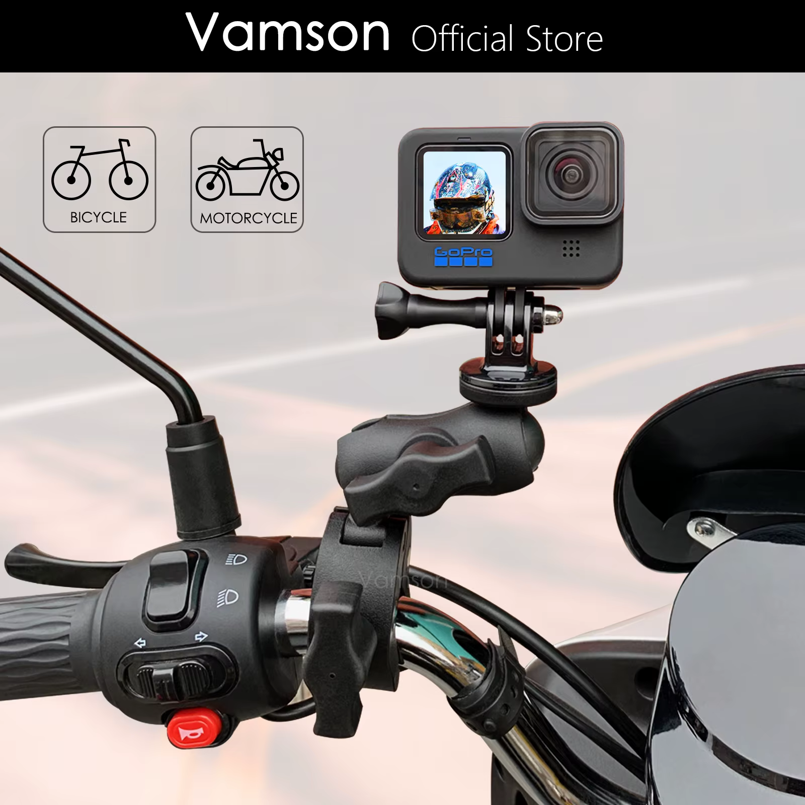 Vamson Motorrad Halterung für GoPro 11 10 9 8 – Lenker Spiegel Halter Zubehör