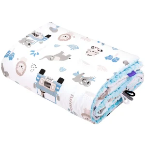 Blue Safari & Blue Minky Kinderdecke 100x140cm