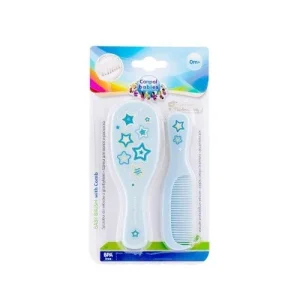 Canpol Babys Bürste mit einem Kamm Newborn Baby (natürliche weich) – blau