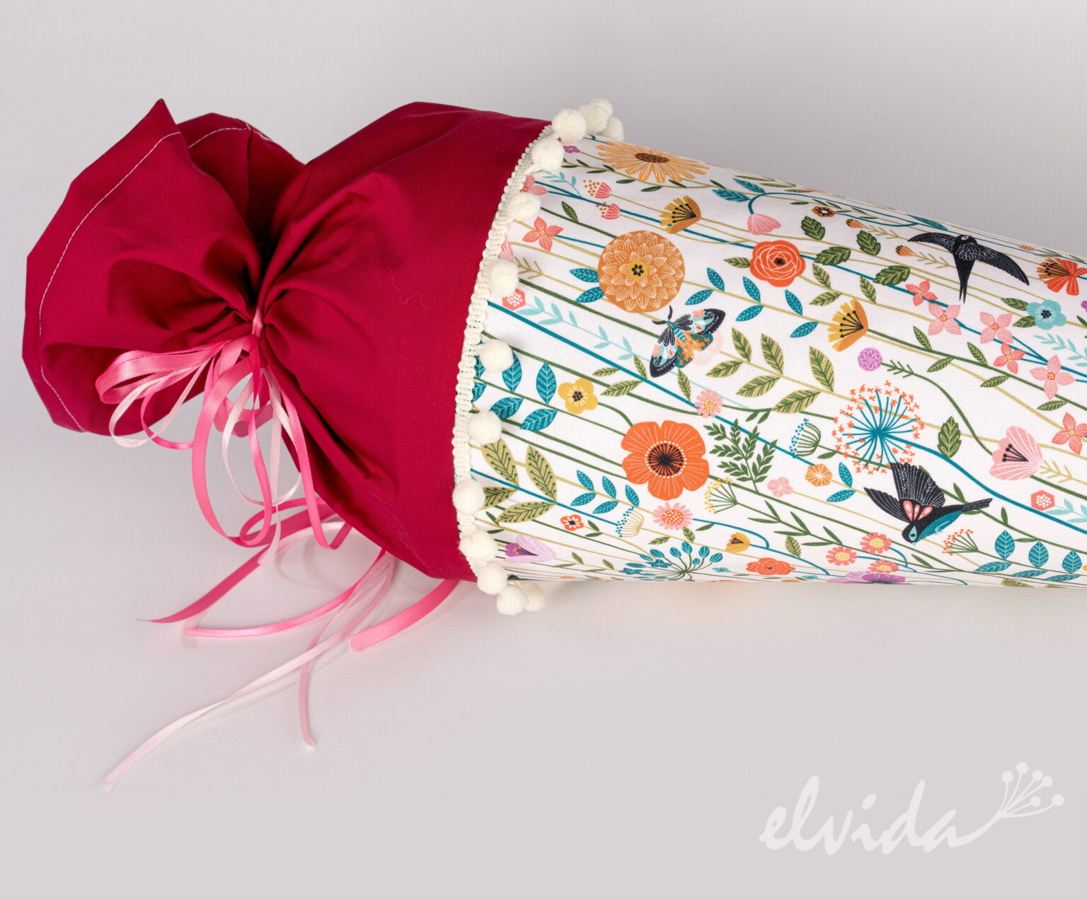 Stoff Schultüte Zuckertüte Blumenwiese Namensschild – Bild 3