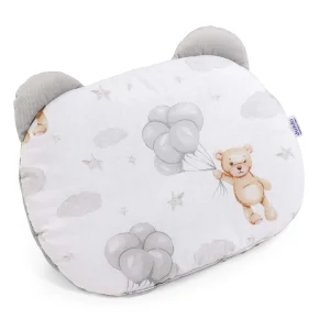Cloudy Bears & Grey Velvet Kissen Teddybär-Kopf 26x36cm