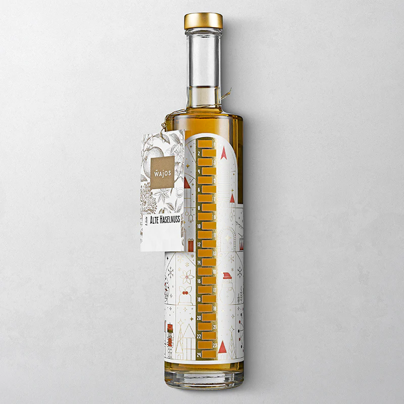 Wajos Adventskalender Flasche - gefüllt mit Alte Haselnuss Likör – Bild 3